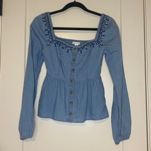 Aeropostale denim long sleeve crop top